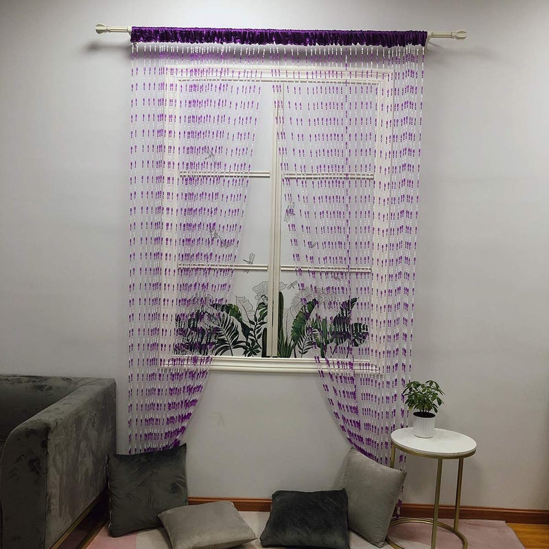 ZiDeTang Acrylic Beaded Door Curtain Home DÃ©cor Tassel Room Divider Curtain (Purple, 100cm by 195cm) - Image 5